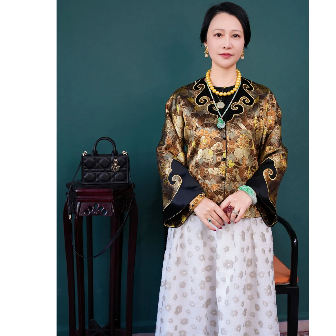 【云裳溪2025｜1月杭州预售】金色传统新中式时尚提花上衣