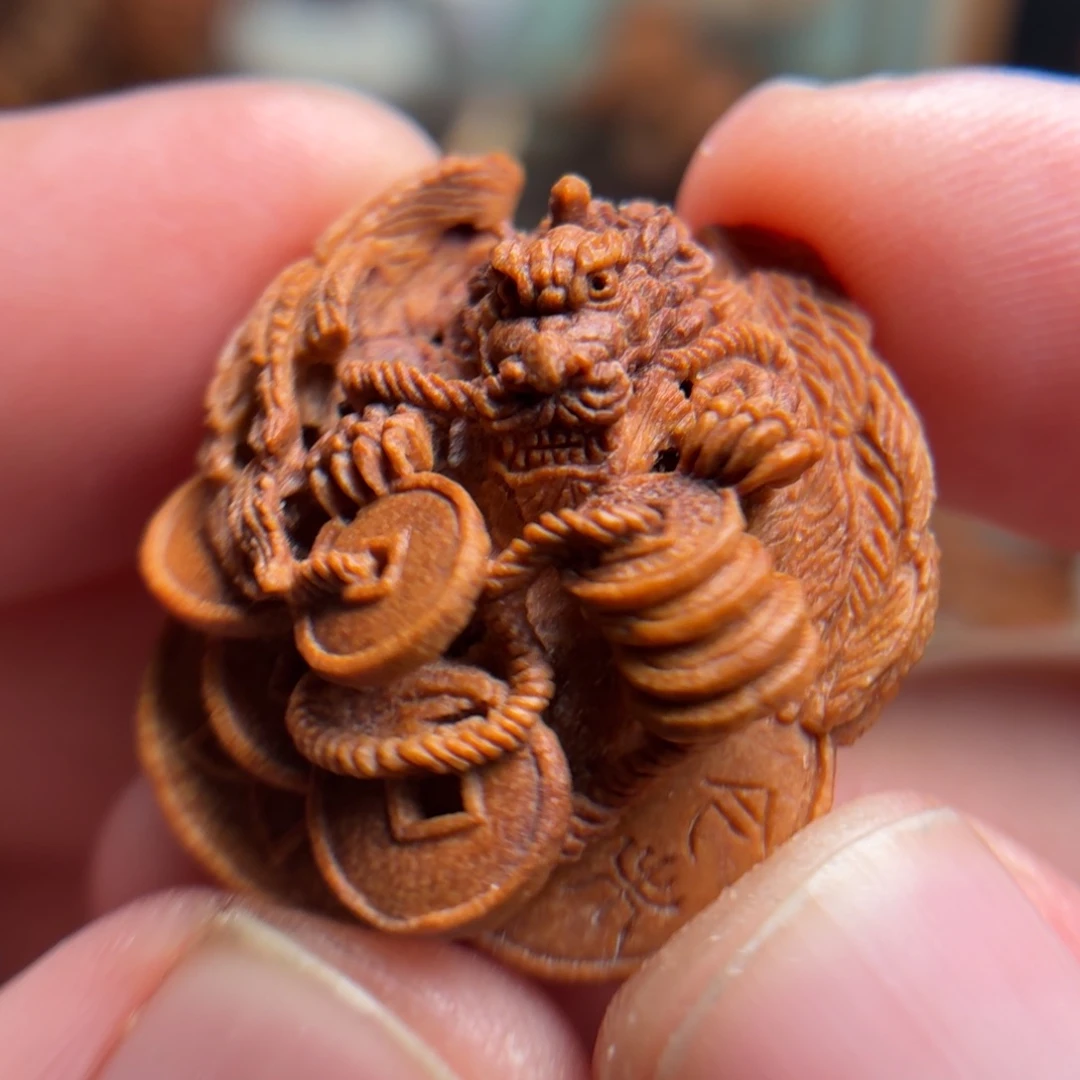 桃核圆雕貔貅今未作品