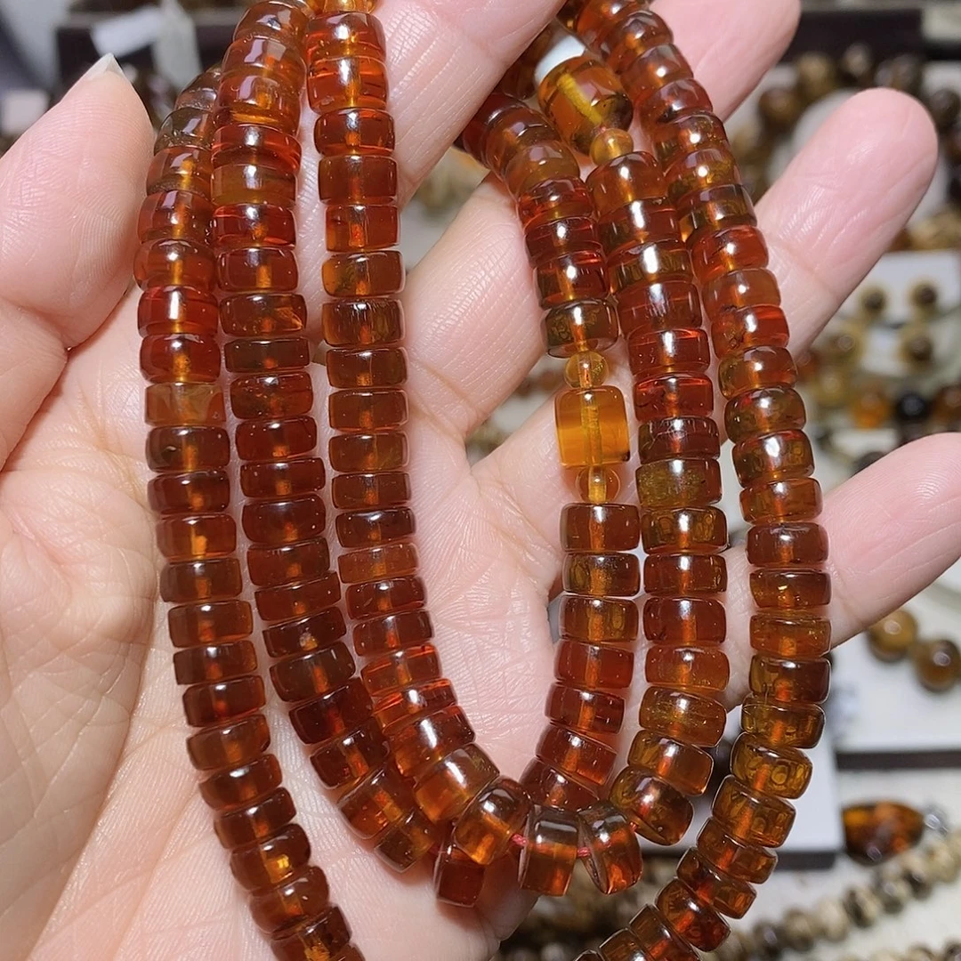 琥珀未镶嵌裸石豆油红8m
