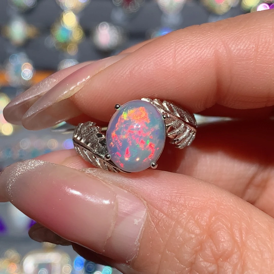 欧泊福利戒指银S925镶嵌