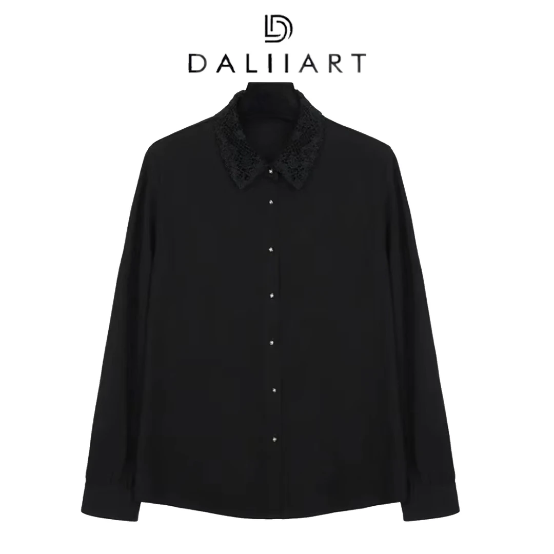 DALIART 缪斯女神 20万针水溶镂空刺绣领H版型秋冬衬衣DLTX0536