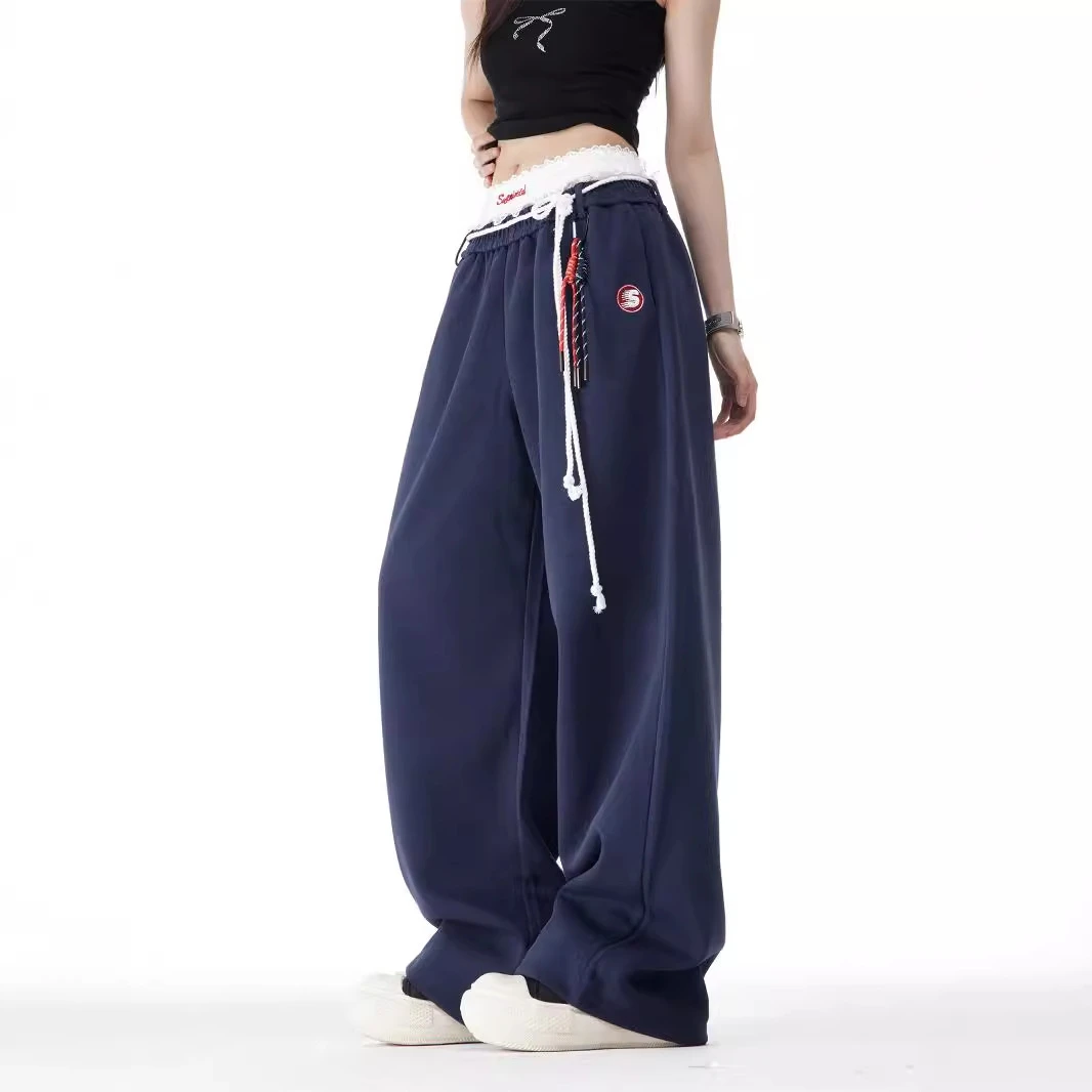 美式复古jennie同款爵士舞嘻哈运动卫裤男女直筒宽松长裤休闲裤