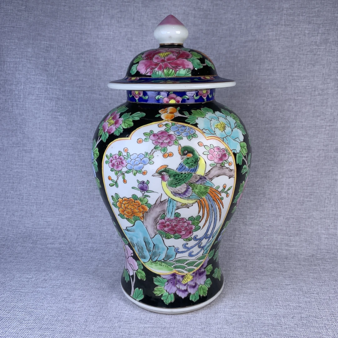 民国粉彩花鸟将军罐古瓷器真品国营镇江市文物商店库出5128120