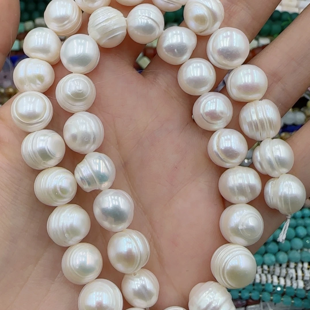 玛瑙/玉髓未镶嵌珠宝半成品淡水汉堡珠一条卡十左右