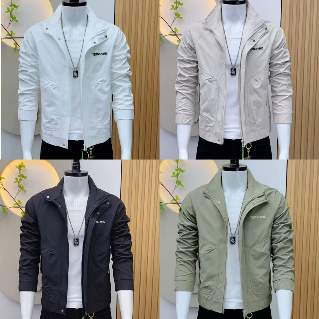 新款简约高级男士夹克潮流百搭韩版修身休闲时尚立领外套帅气