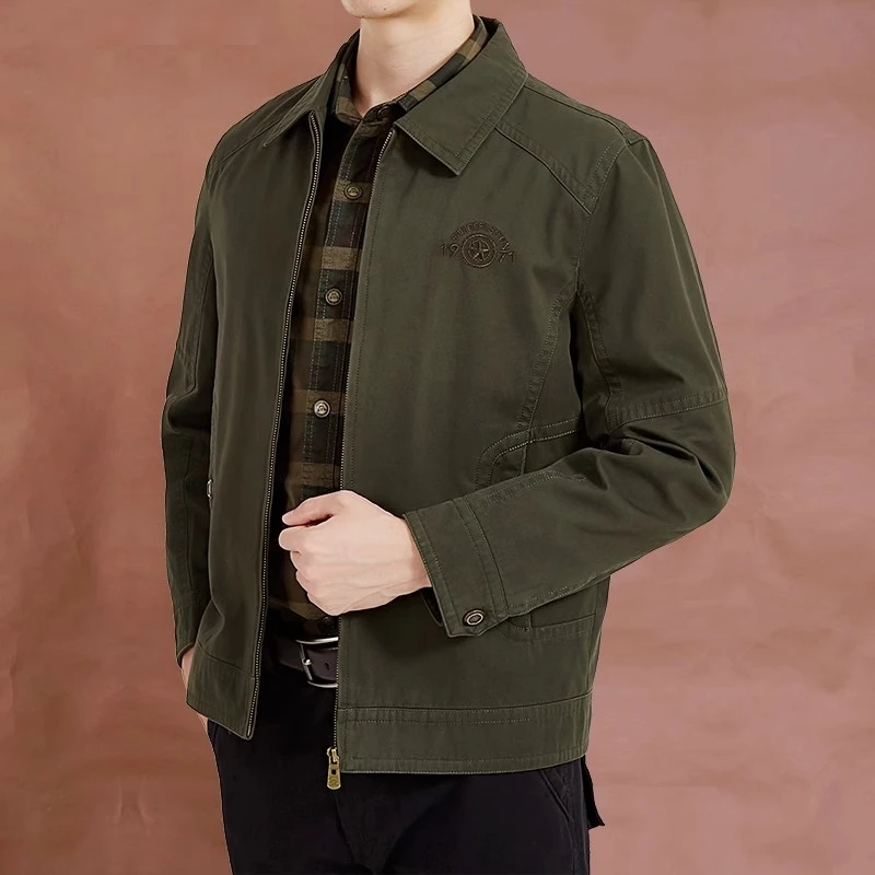 因纳巴敦春秋新款男士纯棉翻领夹克衫宽松休闲时尚百搭男上衣外套