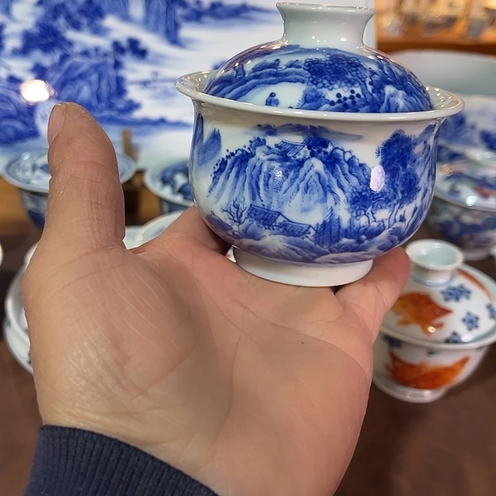 錡镇堂手工手绘盖碗