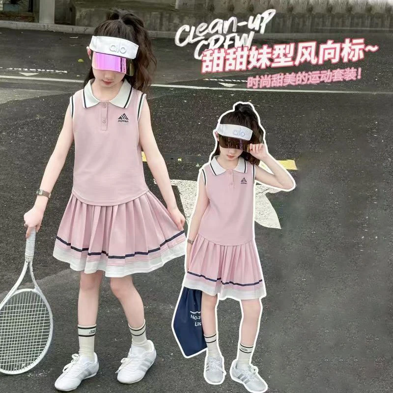 女童套装夏季学院风新款2025儿童上衣洋气时髦潮流时尚百搭两件套