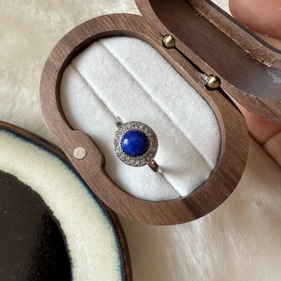 圆形青金石活口戒指