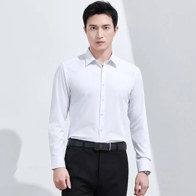 【精英衬衫】长袖竹浆纤维衬衫春夏男士透气职业男士商务气质白衬衣