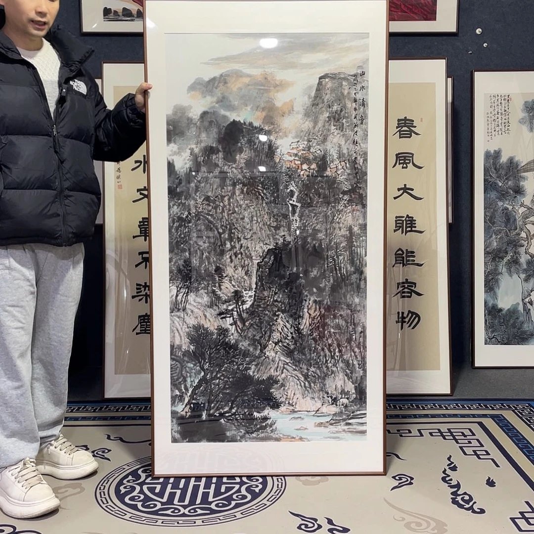 国画手绘画作品带框80/160