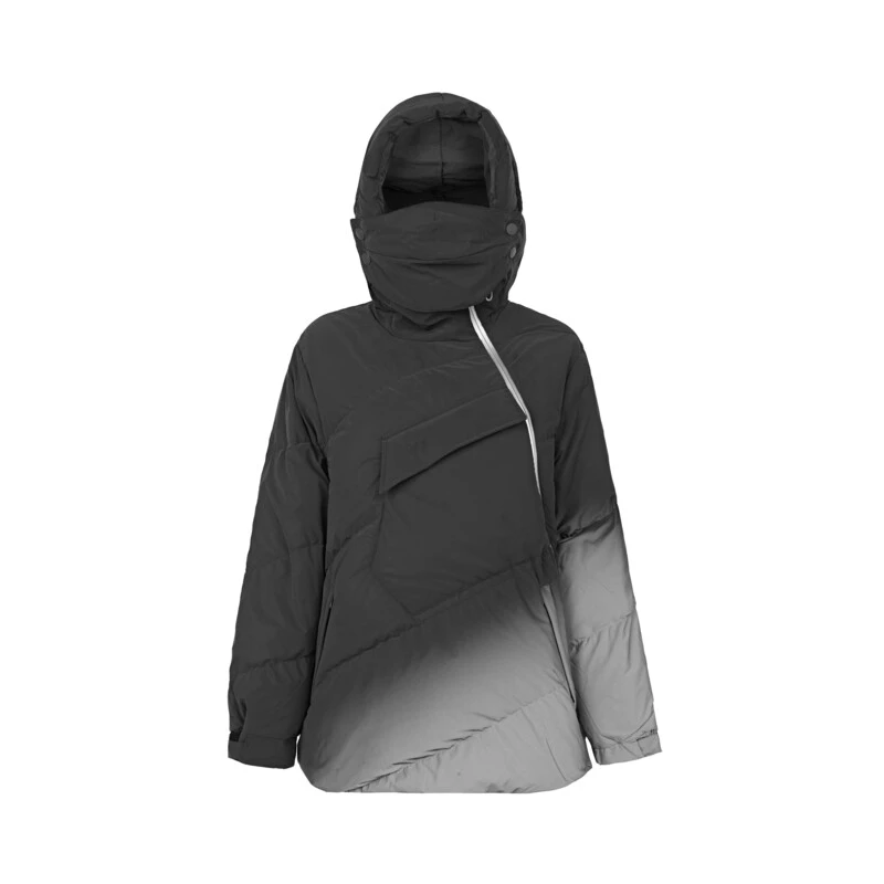 【亚美专属】圣迪奥女装高领连帽撞色字母渐变羽绒服S224Z3103