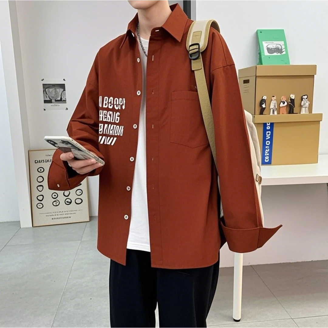 酷帅慵懒中性简约风长袖衬衫男女宽松显瘦薄外套上衣春夏新款潮DS