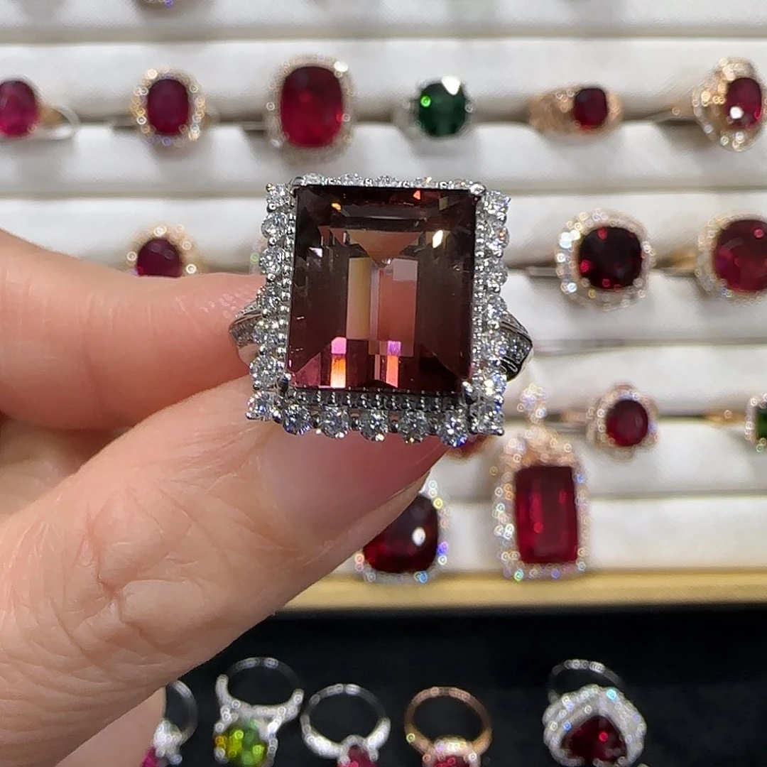 碧玺戒指18K金镶嵌9.65ct