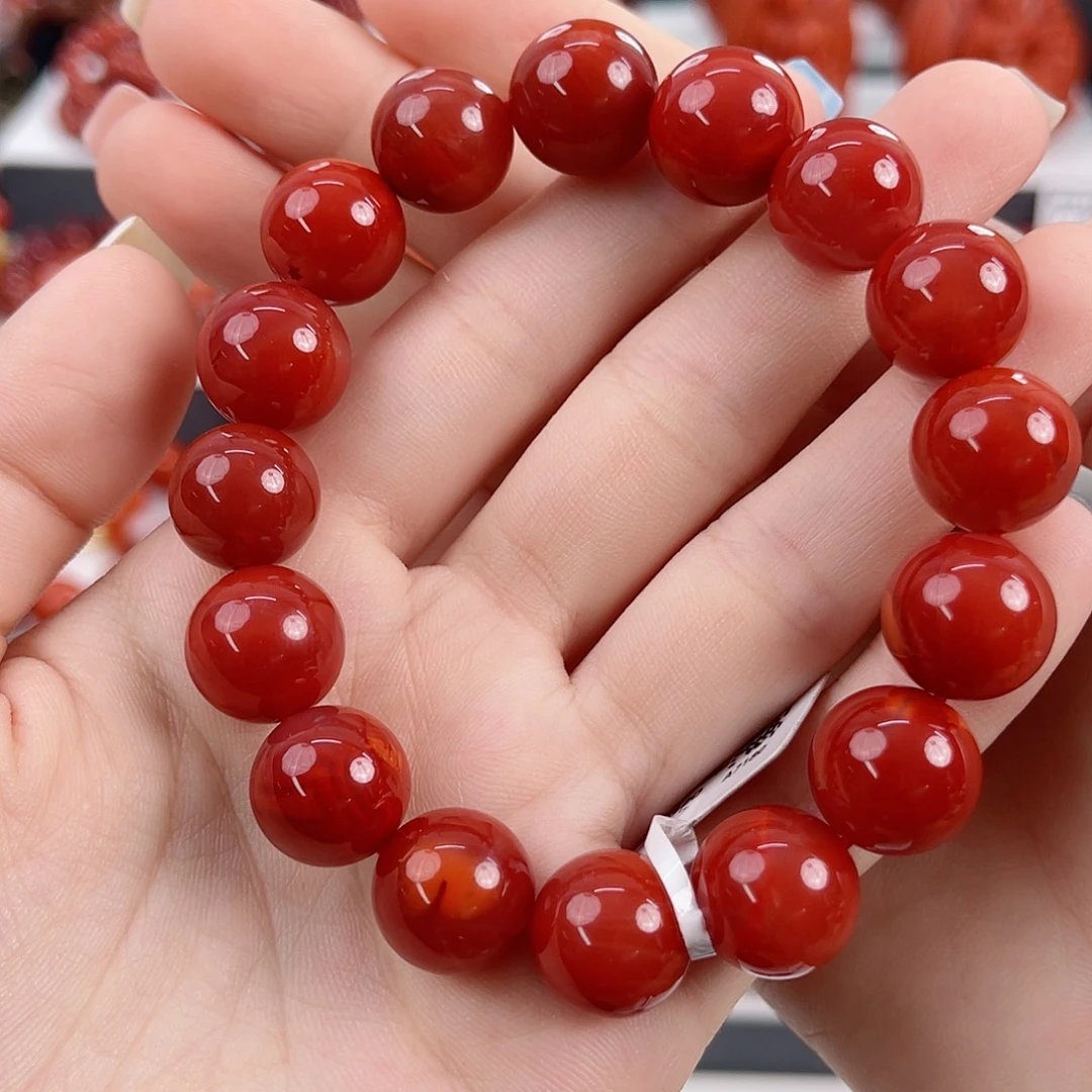 南红玛瑙未镶嵌瓦西牛血锦红13mm手串