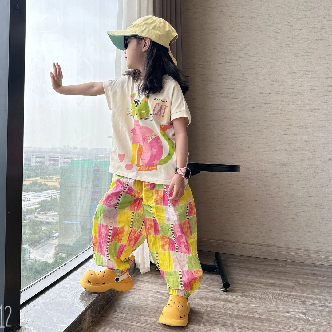 女童夏季套装阔腿裤2025新款洋气时髦儿童夏日穿搭衣服女大童夏装