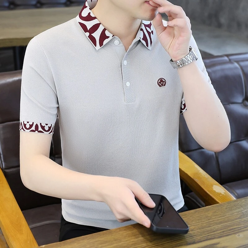 高端短袖polo衫男士青年2025夏季新款时尚潮流翻领保罗衫休闲T恤