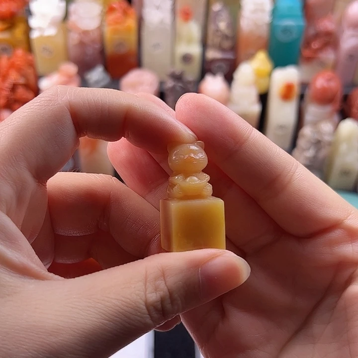 老挝石印石手工定制1.5厘米，猫咪，包刻