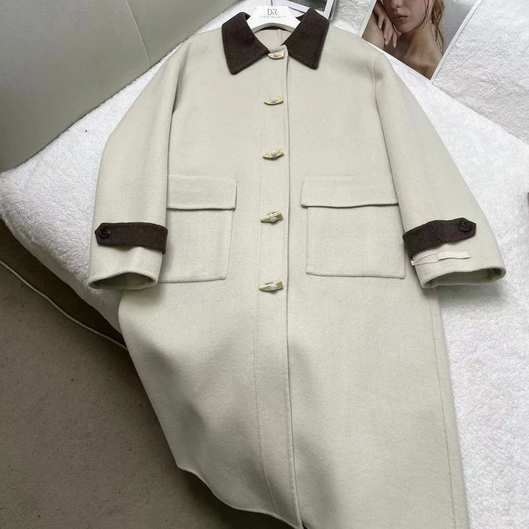 秋冬季百搭韩版高级感拼接洋气长款大衣 H2221