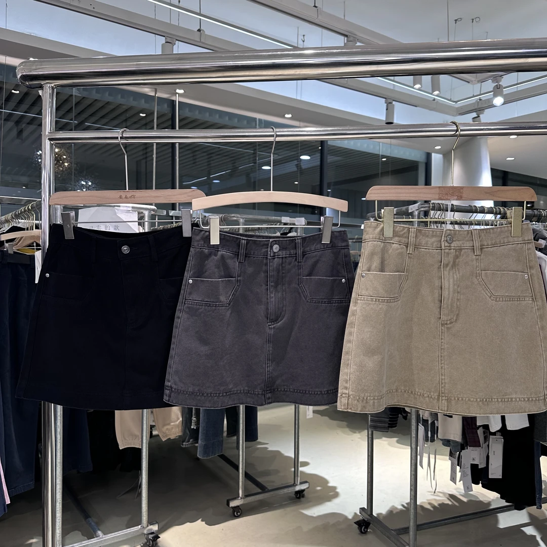 C02126新款复古气质显瘦小个子高腰牛仔半身裙