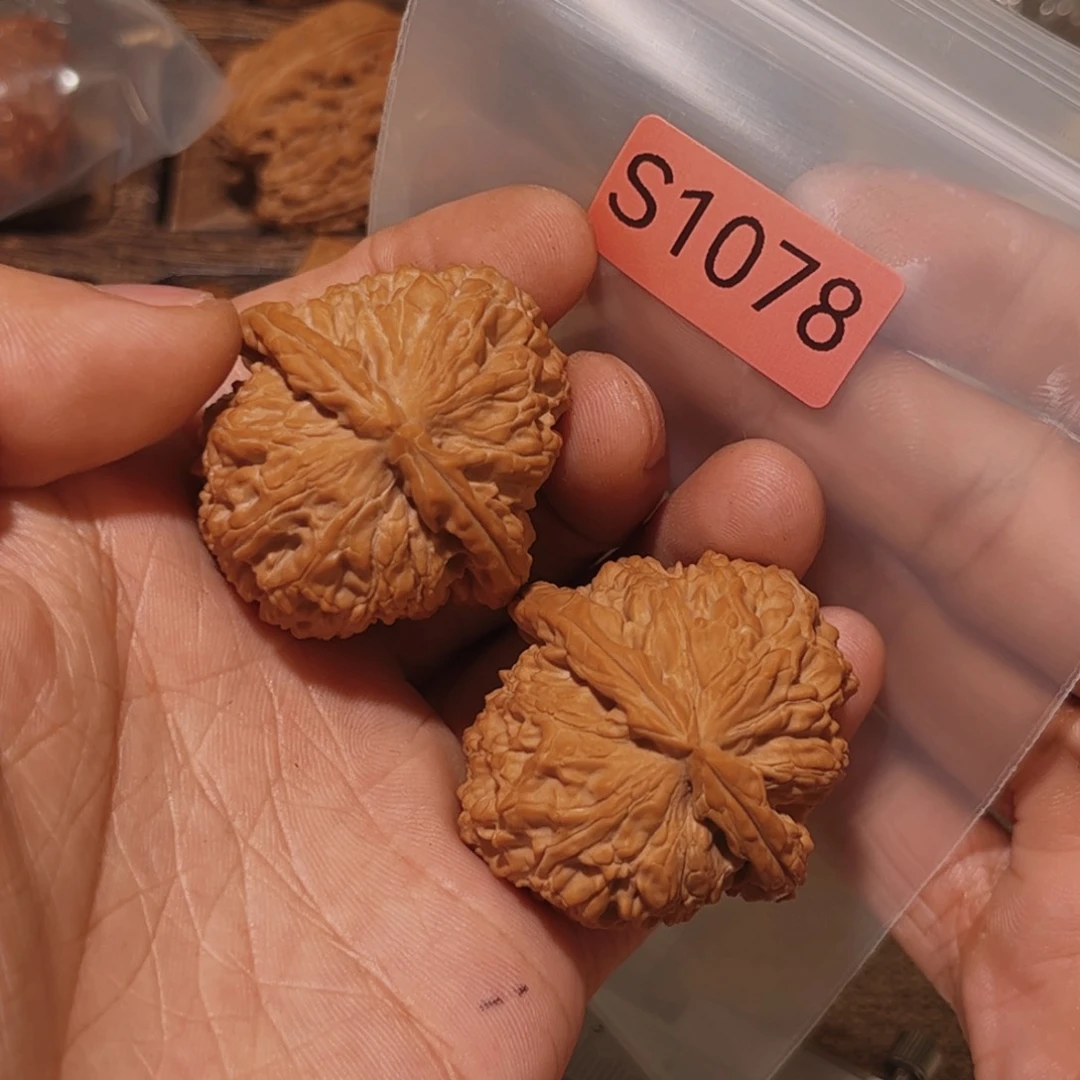 文玩核桃把件三角白