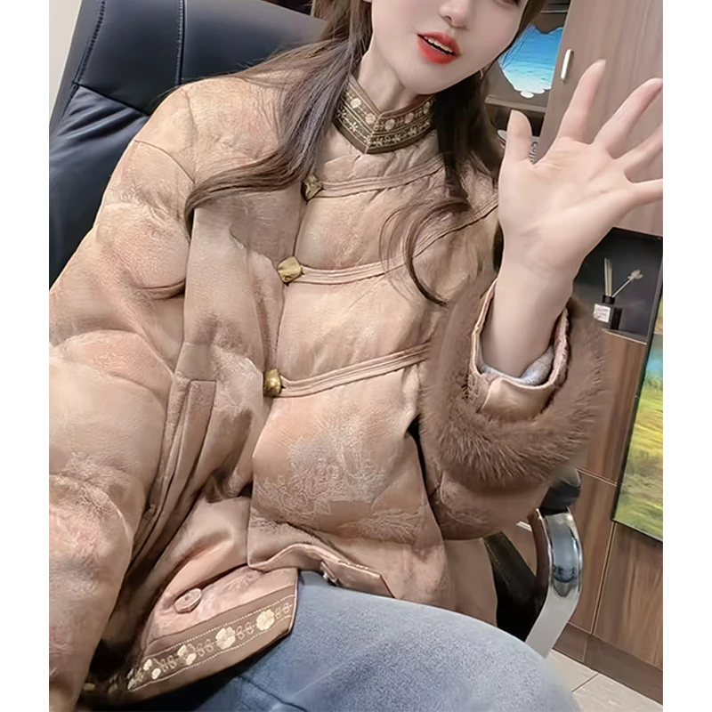 撞色拼接常规保暖棉服女2026冬季新款韩系百搭极简风棉袄长袖外套