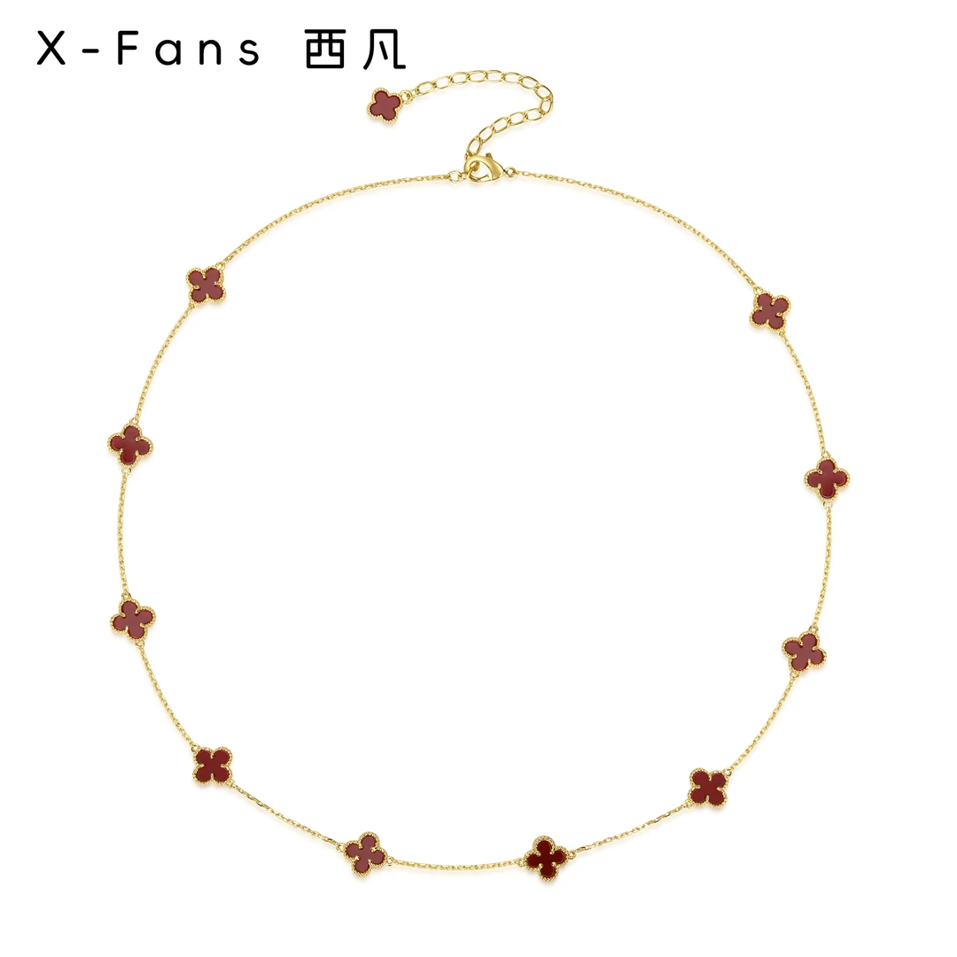 铜合金贝壳项链 mini小版五花四叶草气质轻奢ins风小众设计手链