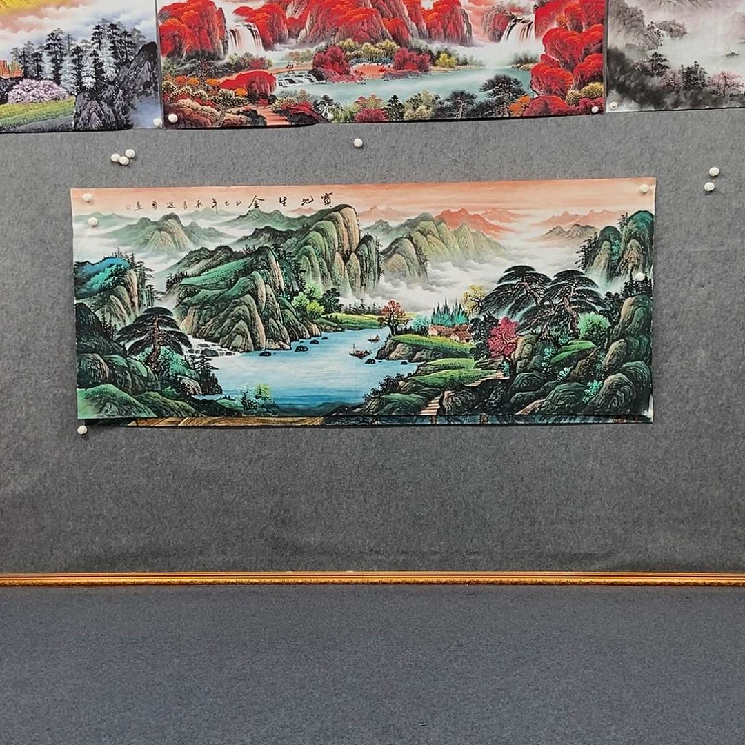 漠***泉国画小八尺山水一副