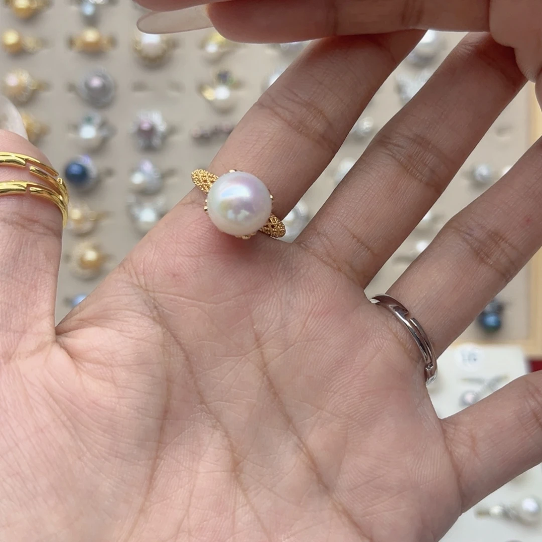 小***萌合金戒指淡水珍珠