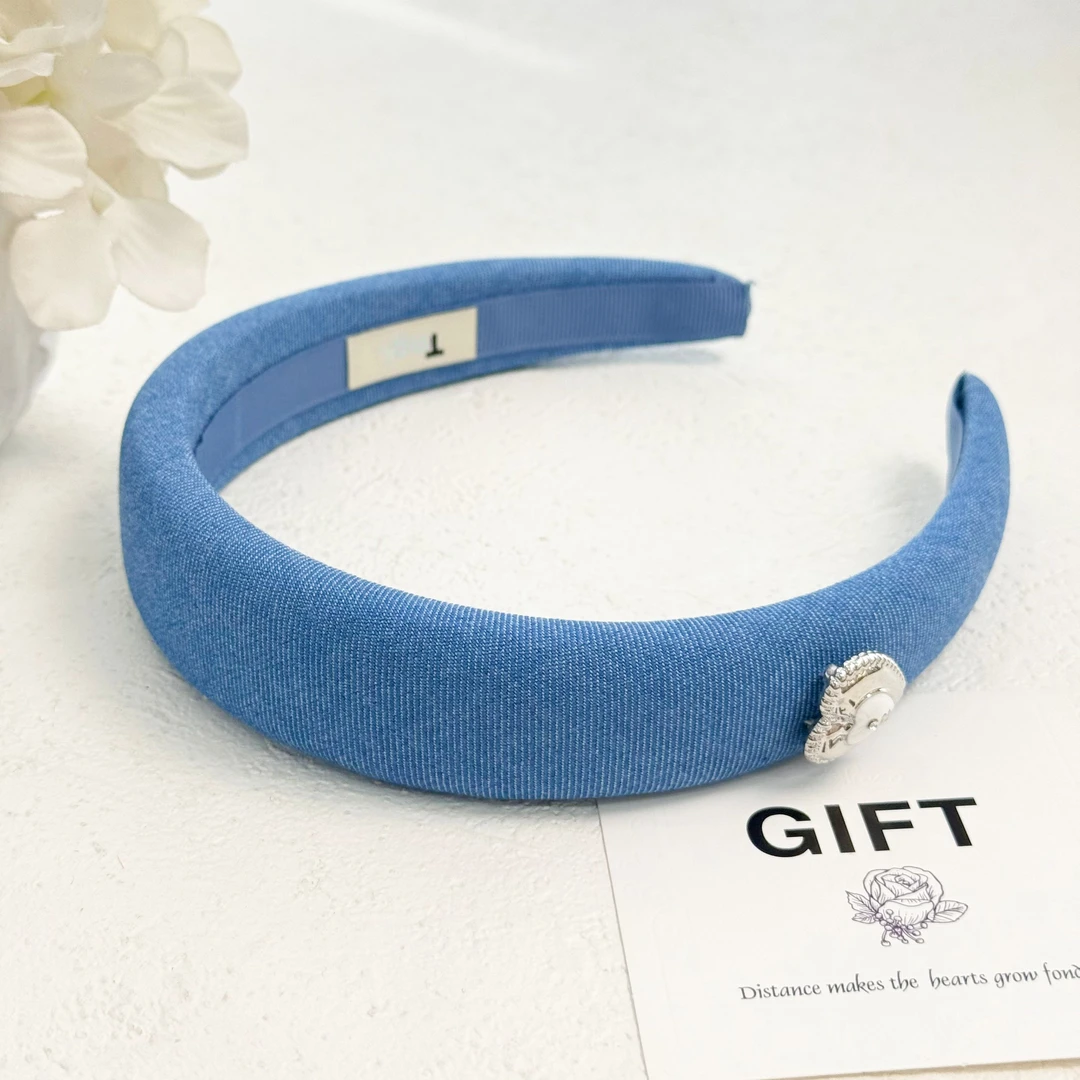 BAOSHATI/宝莎缇F-1619韩系复古蓝色金属爱心高颅顶发箍