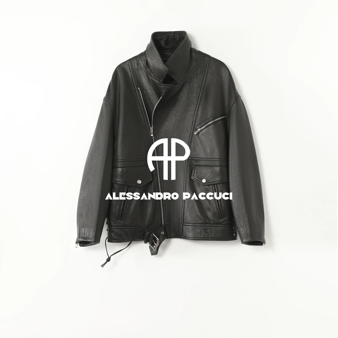 AP洛哥54102PY【限量/黑标】土耳其进口羊皮翻领斜门襟时尚休闲皮衣