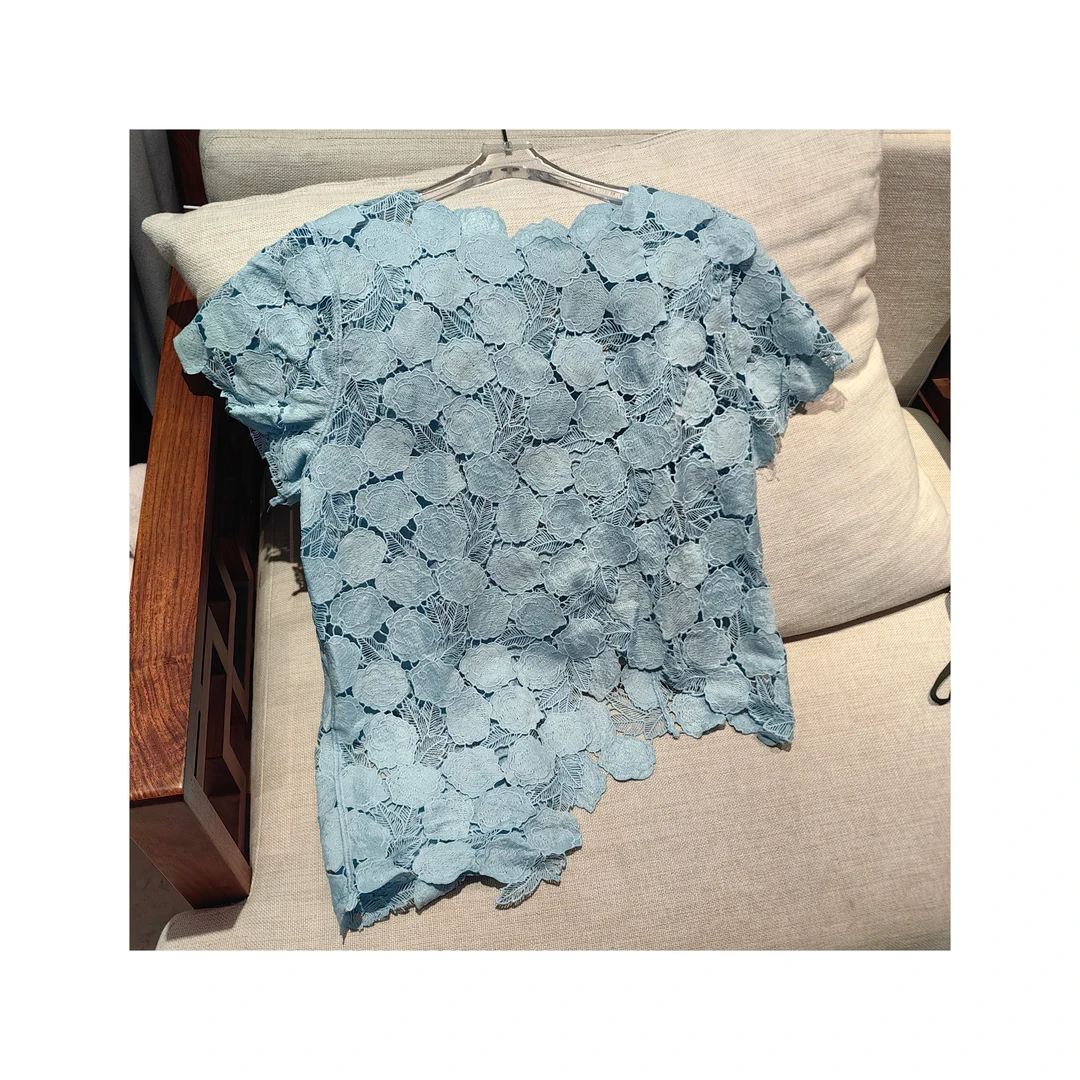 26112576【月光宝石】立体蕾丝精致高级不规则上衣