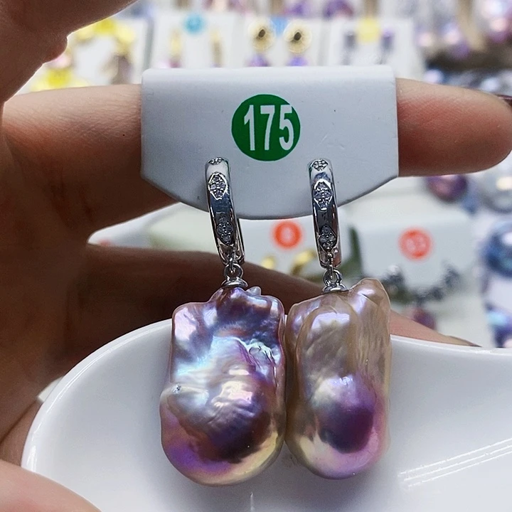 银S925镶嵌耳饰淡水珍珠