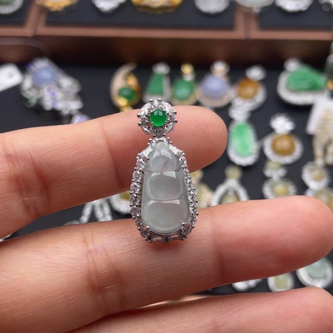 翡翠银S925镶嵌吊坠(不含链)