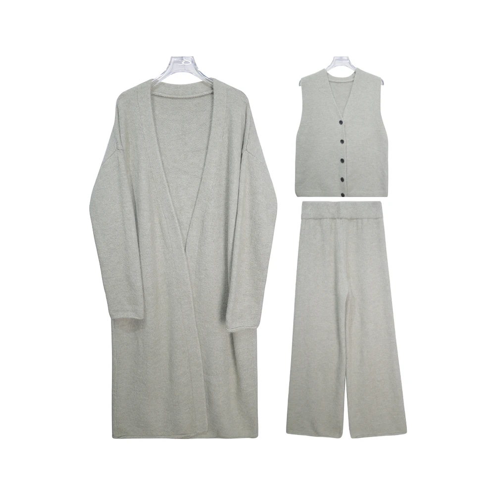 X24186【上新】时尚慵懒风外套阔腿裤马甲洋气高级感三件套3Q