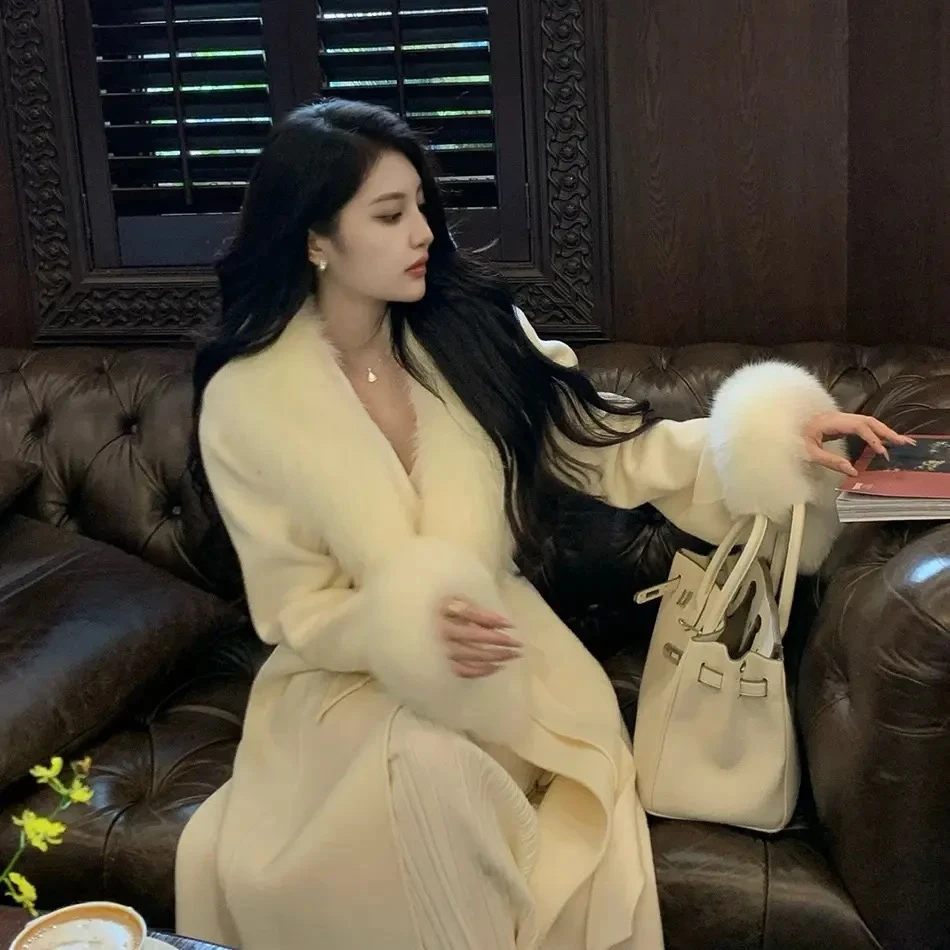 秋冬新款大领修身显瘦高级感双面呢大衣女款