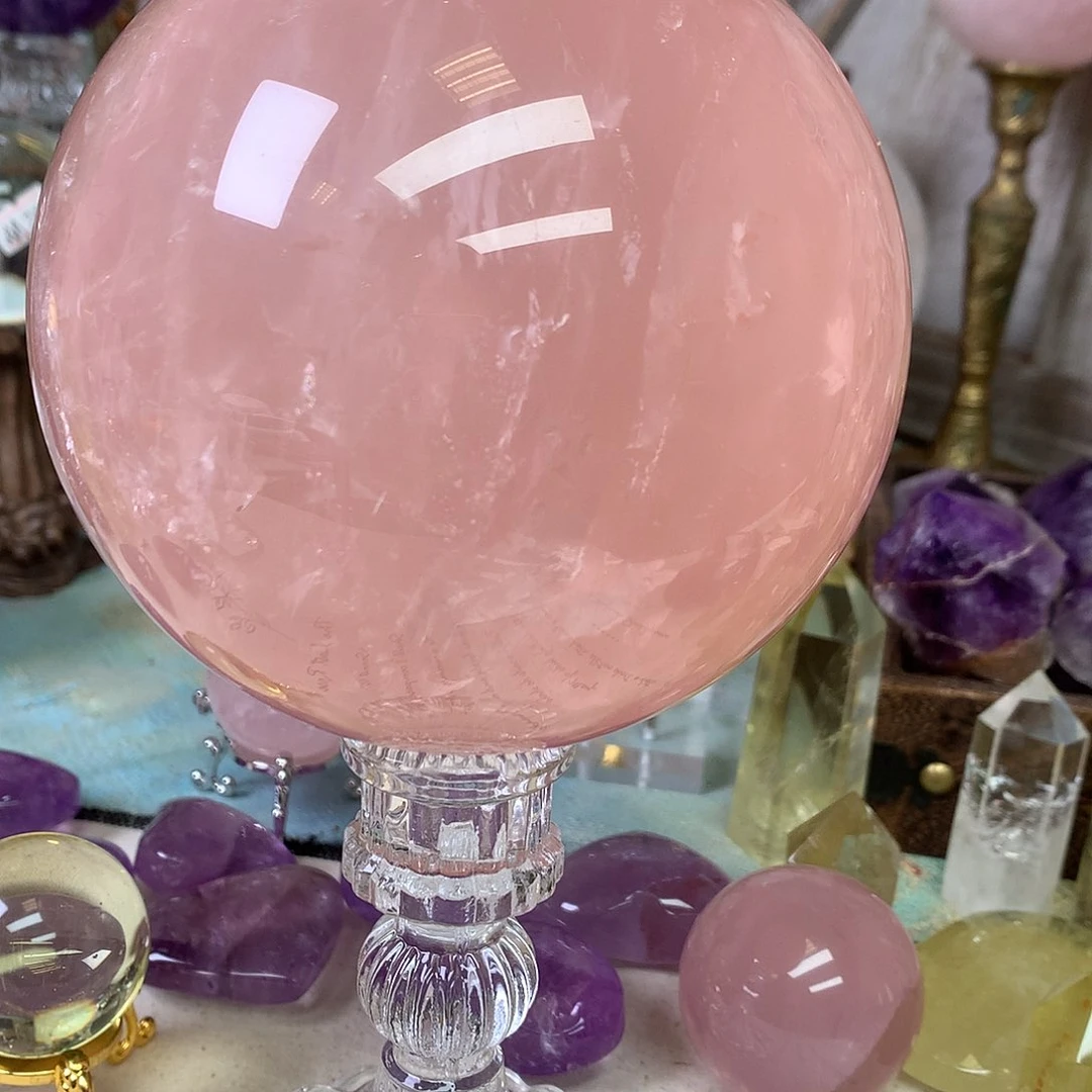 摆件未镶嵌水晶㜂*粉水晶球