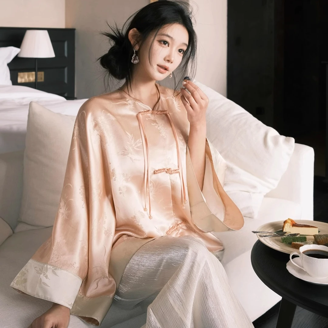 “粉黛婉婉”倾国倾城 非花非雾~高级真丝提花拼色温婉国风-短外套