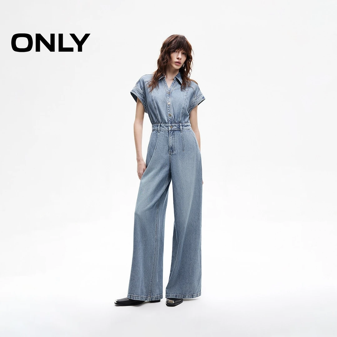 ONLY宽松落肩连体裤“夏季新款”长裤阔腿裤牛仔裤女|125264001