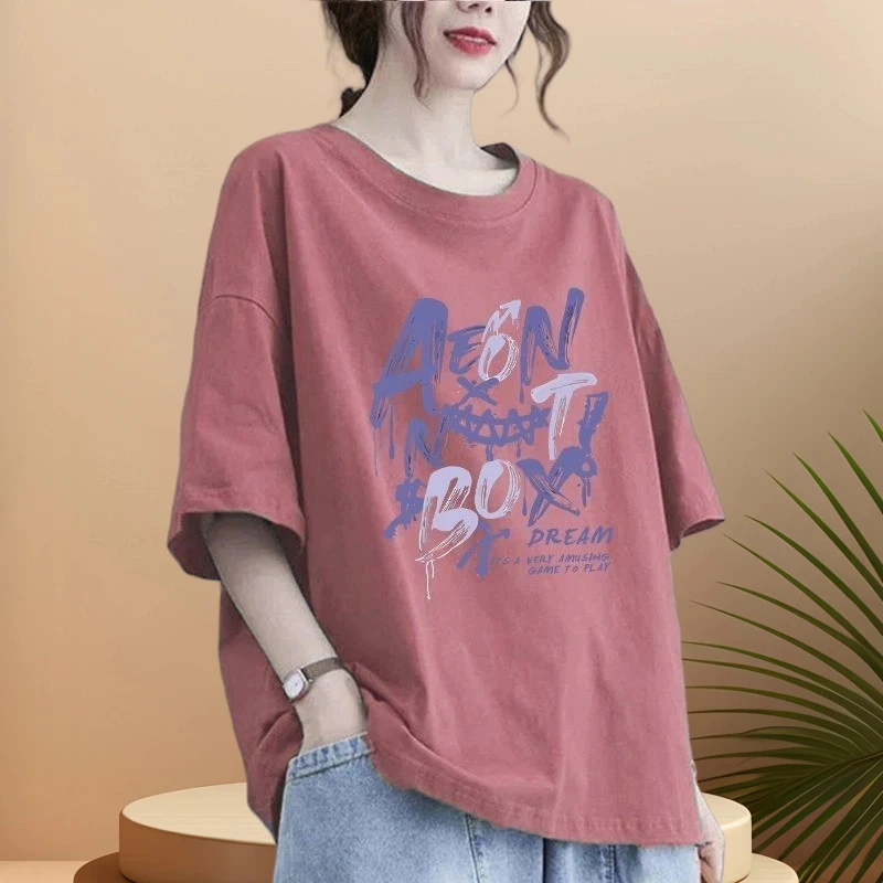清仓捡漏~200斤大码纯棉短袖t恤女夏季新款宽松显瘦休闲百搭上衣