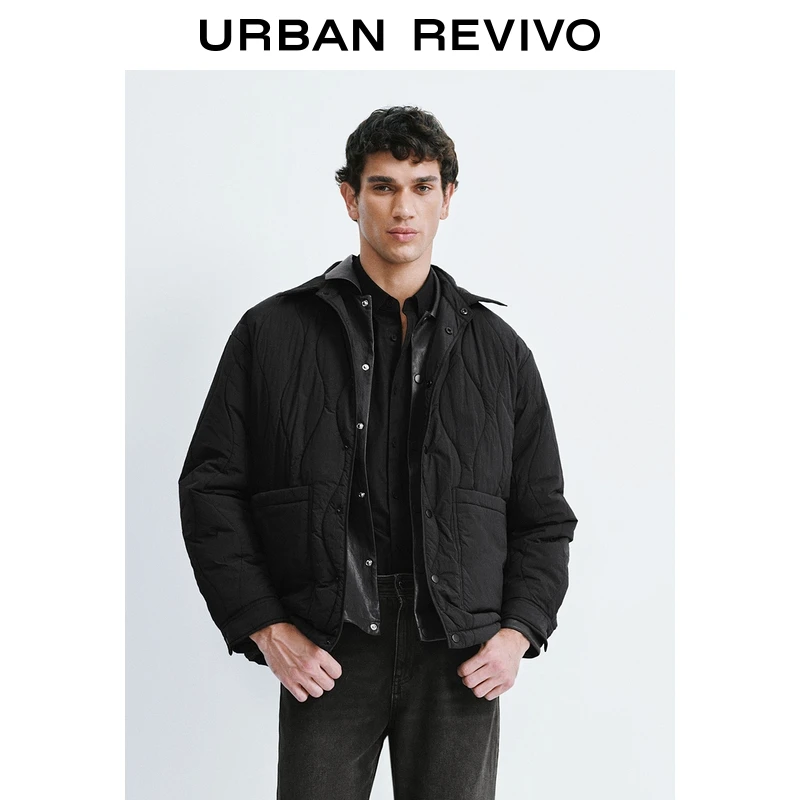 UR2025冬季新款男装休闲百搭纯色绗缝对称口袋棉服UMM150011