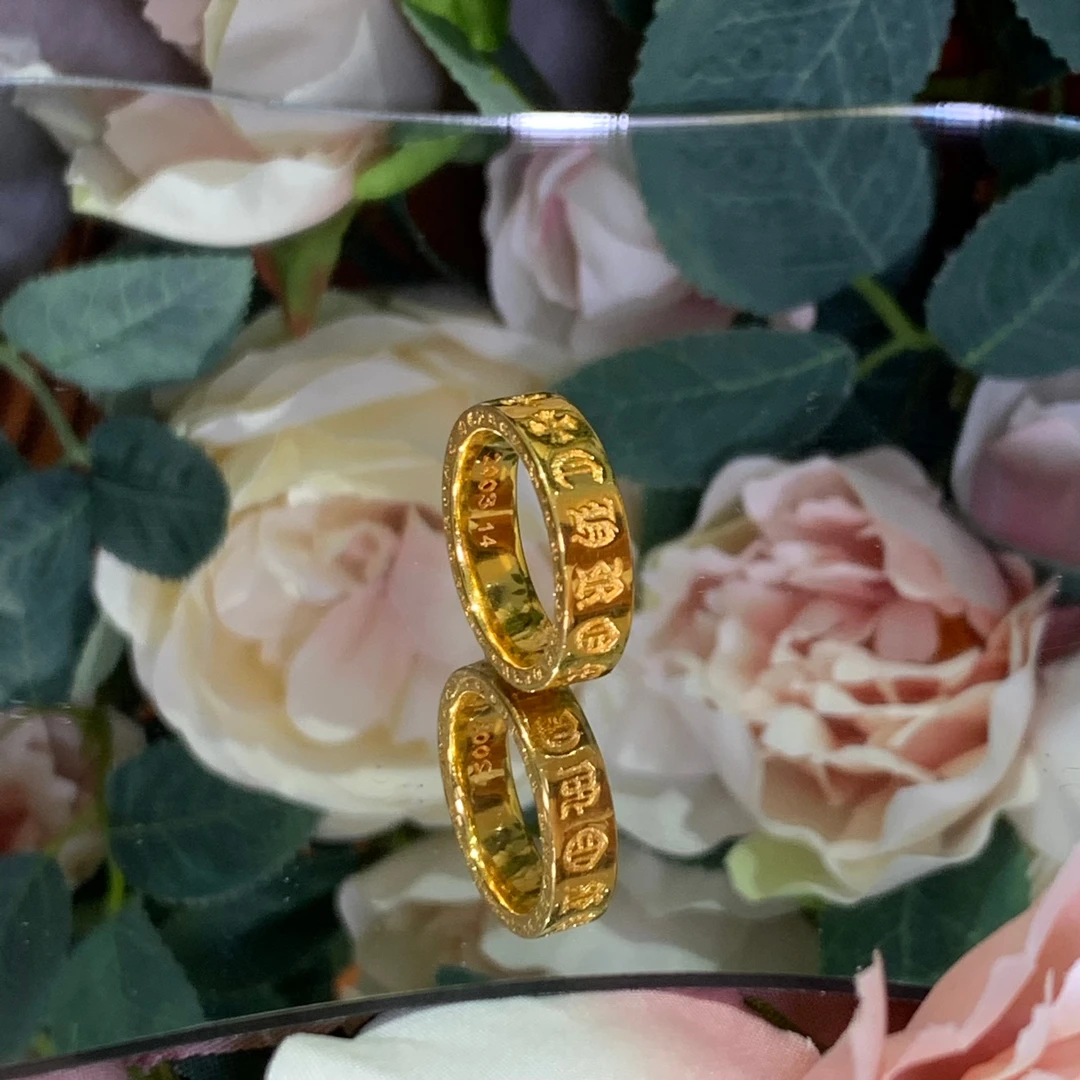 张万两珠宝 足银戒指 足银克罗心戒指时尚潮流精美