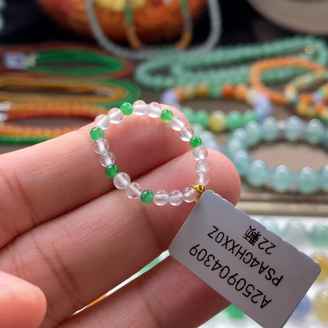 未镶嵌手链翡翠玻璃种葱花小米戒圈