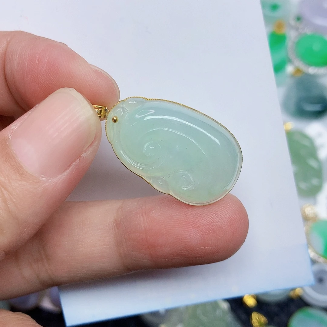 翡翠18K金镶嵌颈饰345678