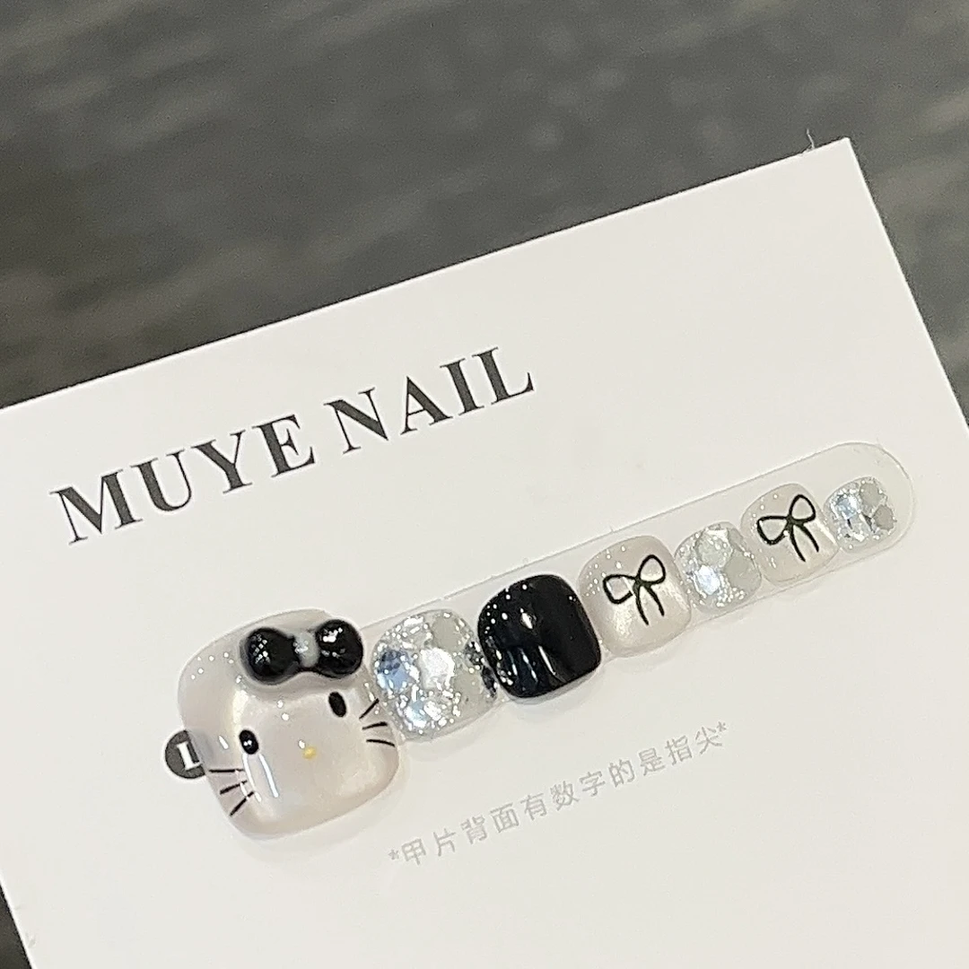 MUYE 脚甲【KT猫】（14片） 纯手工彩绘KT猫眼脚甲