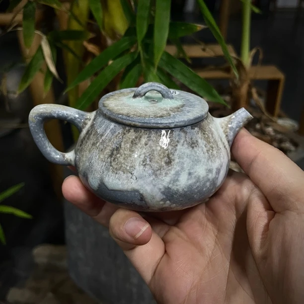 618号全手工高白泥柴烧茶壶家用复古陶瓷壶100-110ML