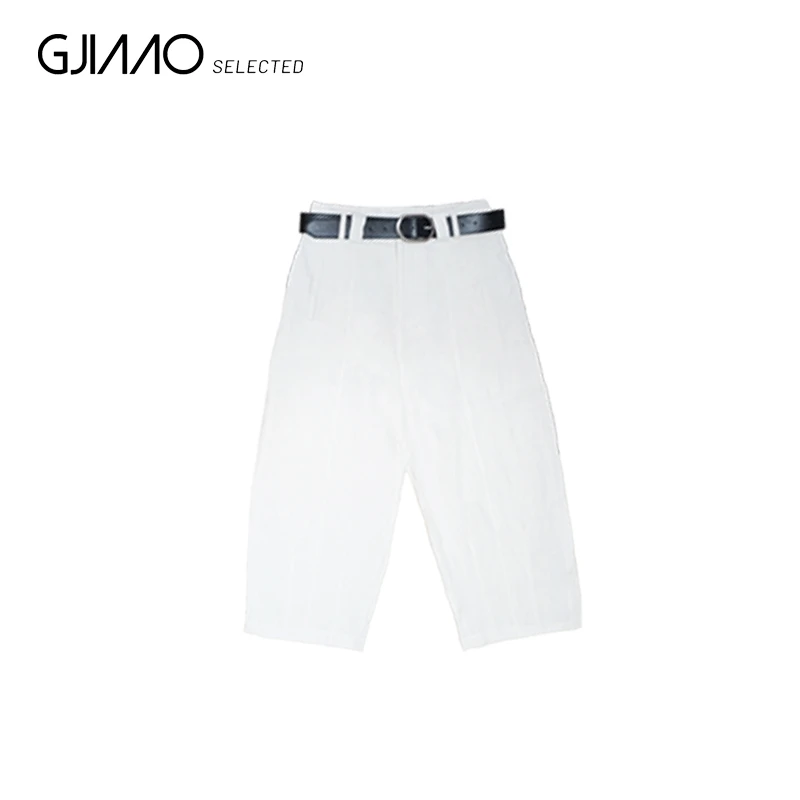 82327 黑白腰带两色麻阔腿裤