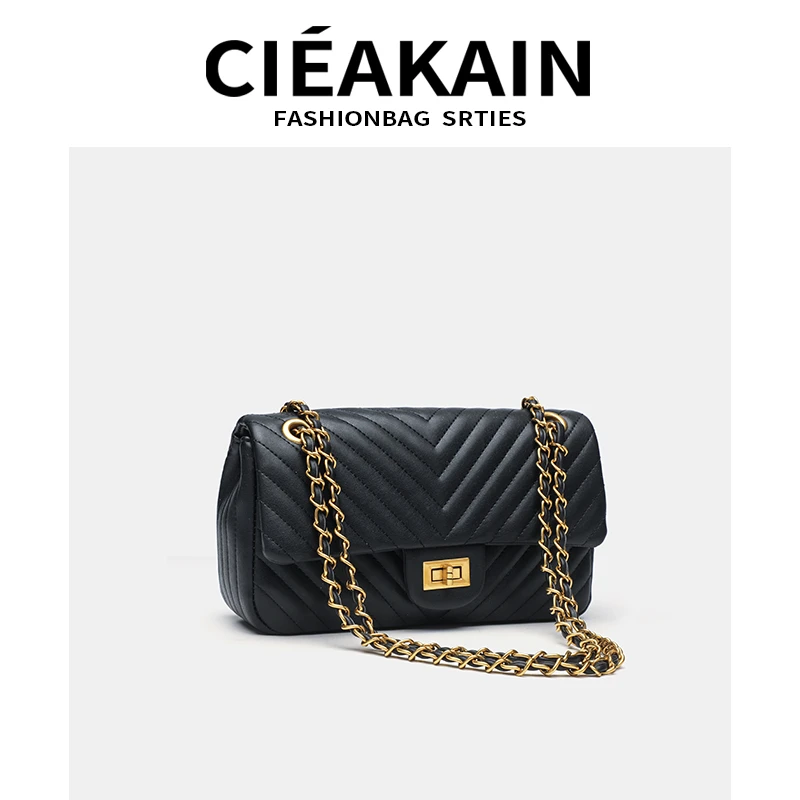 菱格压花小方包经典小香风锁扣轻奢单肩斜挎包时尚百搭款小众女包