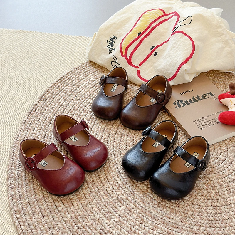 韩版童鞋2025秋季女童公主鞋洋气时尚百搭单鞋金属扣简约皮鞋Z99
