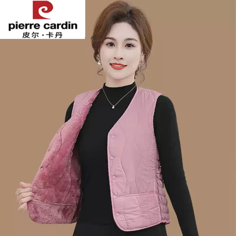 皮尔卡丹秋冬新款加绒加厚马甲女休闲百搭短款保暖坎肩马夹背心